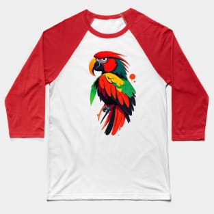 Vibrant Feathers: A Paint Splatter Parrot Masterpiece Baseball T-Shirt